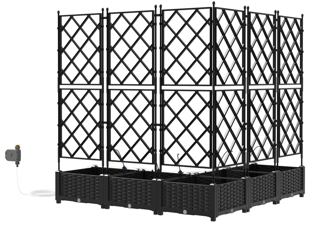 vidaXL Γλάστρες Κήπου 1 τεμ Καφασωτό Μαύρο 120 x 120 x 126 cm Πλαστικό