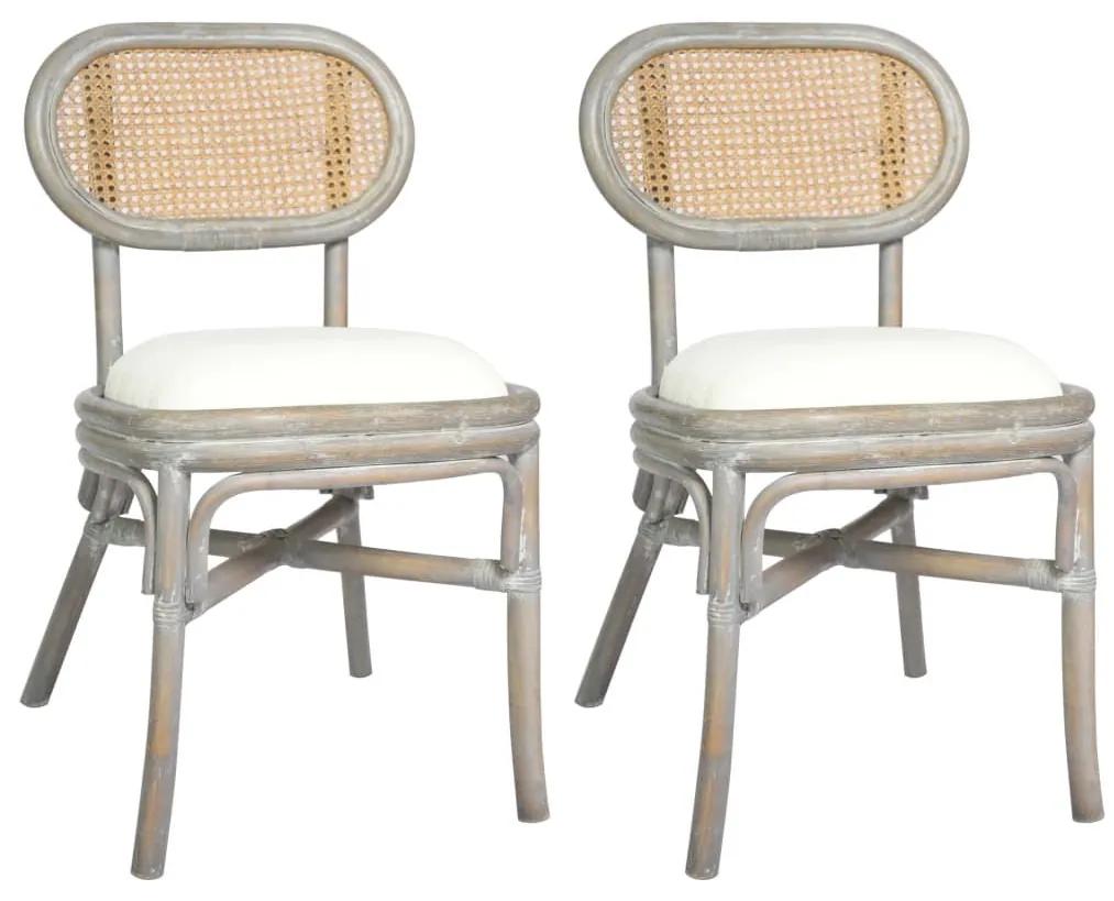 Καρέκλες Τραπεζαρίας 2 τεμ. Γκρι από Λινό Ύφασμα - Γκρι