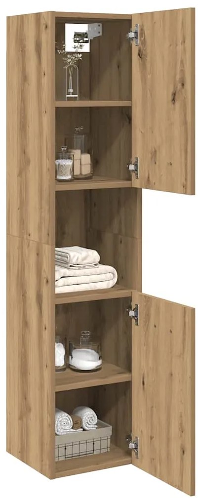 vidaXL Ντουλάπι Μπάνιου Κρεμαστό Παλ. Ξύλο 30x30x130 εκ. από Επ. Ξύλο