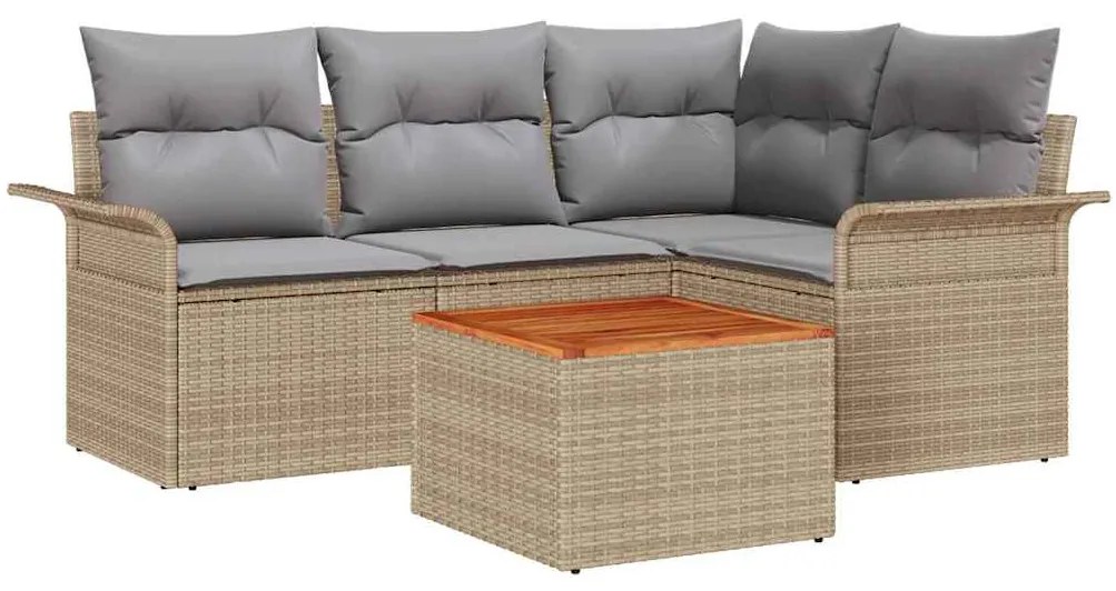 vidaXL Σετ Καναπέ Κήπου 5 pcs Μπεζ, Ανοιχτό Γκρι 55 x 55 x 37 εκ
