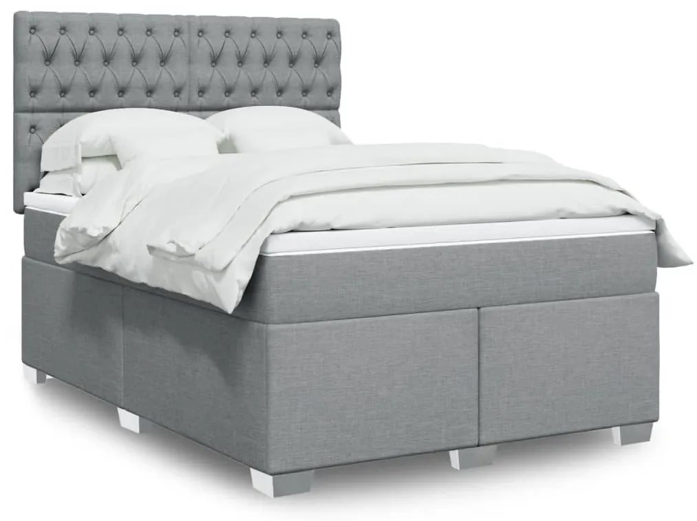 ΚΡΕΒΑΤΙ BOXSPRING ΜΕ ΣΤΡΩΜΑ ΑΝΟΙΧΤΟ ΓΚΡΙ 140X190 ΕΚ. ΥΦΑΣΜΑΤΙΝΟ 3290490