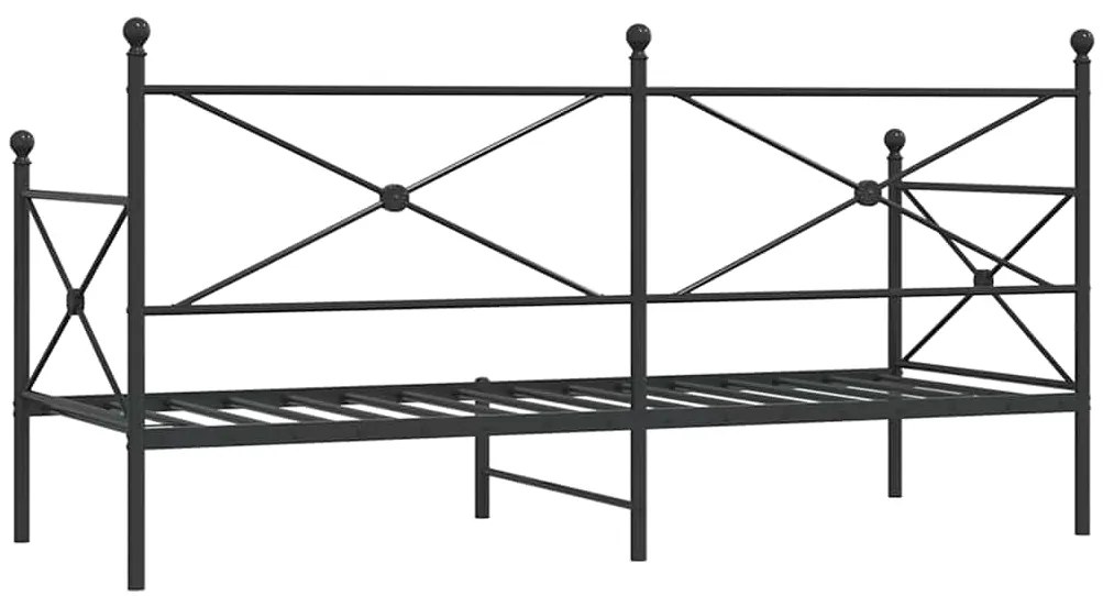 vidaXL Κρεβάτι ημέρας χωρίς στρώμα Μαύρο 90x200 cm Ατσάλι
