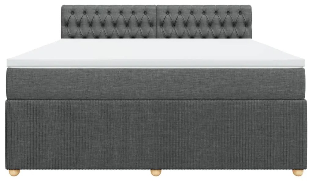 Κρεβάτι Boxspring με Στρώμα Σκούρο Γκρι 180x200 εκ Υφασμάτιν - Γκρι