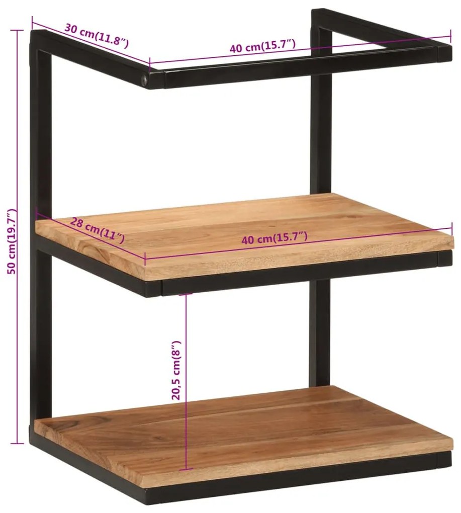 Ράφι Επιτοίχιο 40x30x50 εκ. Μασίφ Ξύλο Ακακίας/Σίδερο - Καφέ