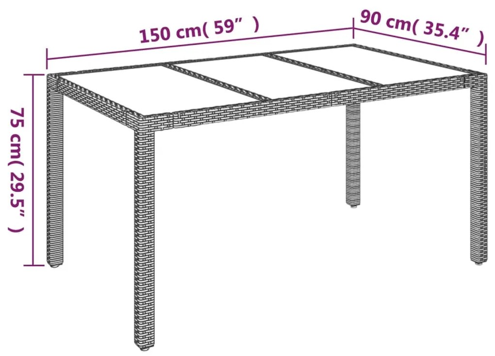 ΤΡΑΠΕΖΙ ΚΗΠΟΥ ΜΕ ΓΥΑΛΙΝΗ ΕΠΙΦΑΝΕΙΑ ΓΚΡΙ 150X90X75ΕΚ ΣΥΝΘ ΡΑΤΑΝ 319900