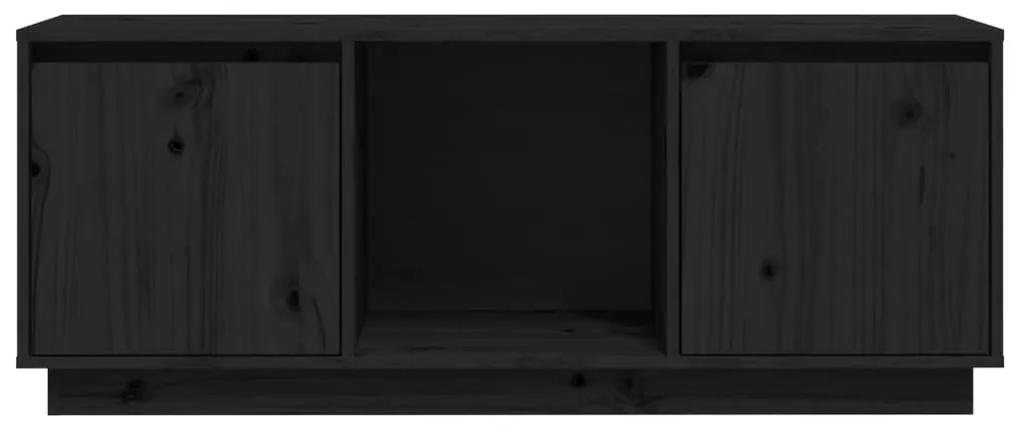 vidaXL Έπιπλο Τηλεόρασης Μαύρο 110,5x35x44 εκ. από Μασίφ Ξύλο Πεύκου