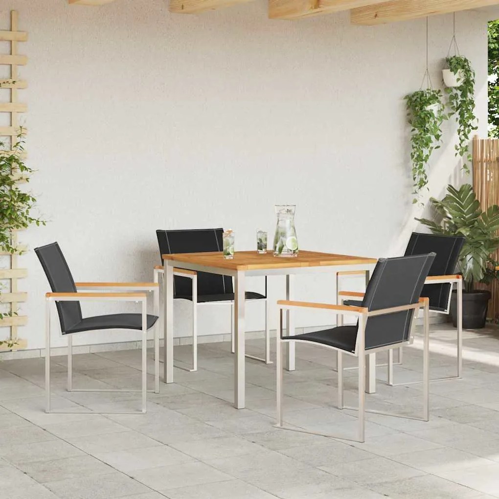 vidaXL Σέτ φαγητού για κήπο 5 pcs Σταθερό Ξύλο Ακακίας