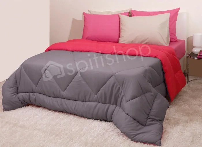 Πάπλωμα Υπέρδιπλο (220x240) 2 Όψεων Viopros Φούξια/Γκρι