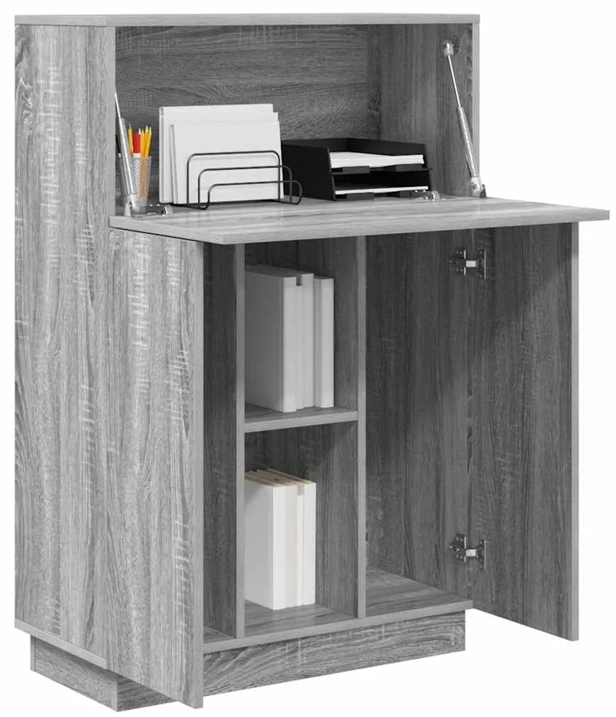 vidaXL Γραφείο με ράφι Γκρι 71.5 x 31.5 x 106.5 εκ Επεξεργασμένο ξύλο