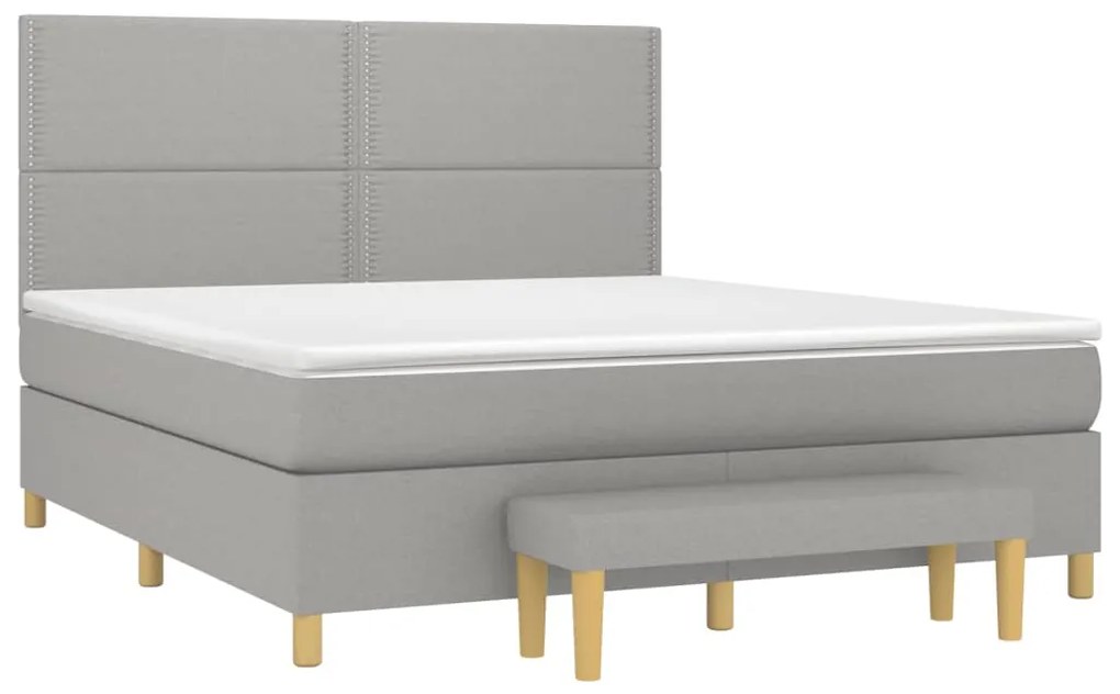 vidaXL Κρεβάτι Boxspring με Στρώμα Ανοιχτό Γκρι 180x200 εκ. Υφασμάτινο