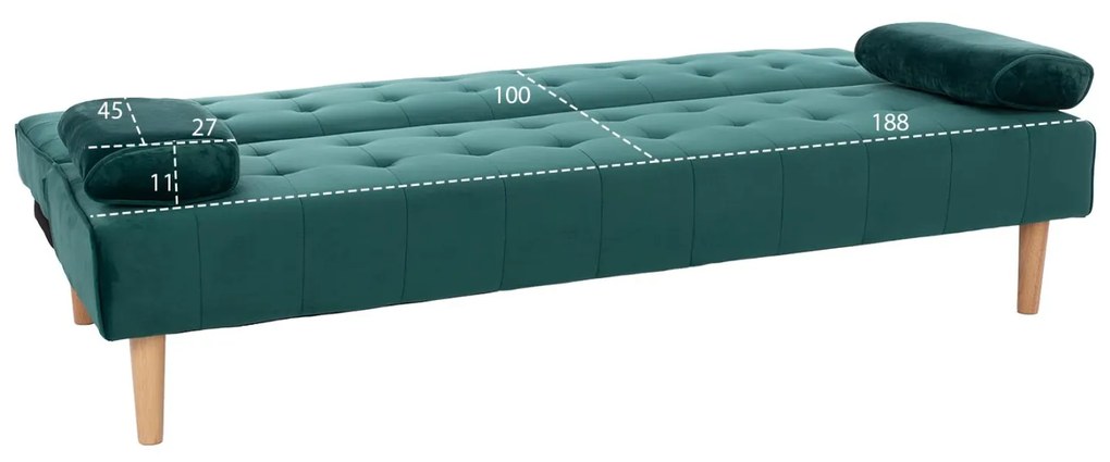 Καναπές - Κρεβάτι Wanda Βελούδο Κυπαρισσί 188x83x83Y εκ. 188x83x83 εκ.