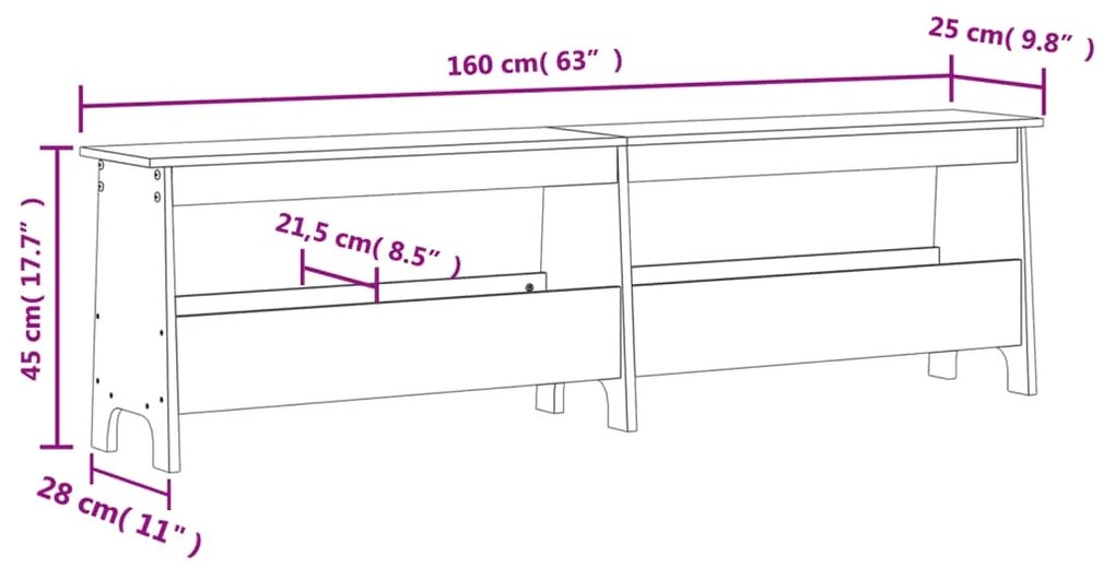 Παγκάκι Χολ Καφέ Κεριού 160x28x45 εκ. από Μασίφ Ξύλο Πεύκου - Καφέ