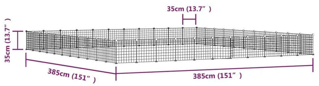 Κλουβί Κατοικίδιων με 44 Πάνελ + Πόρτα Μαύρο 35 x 35εκ Ατσάλινο - Μαύρο