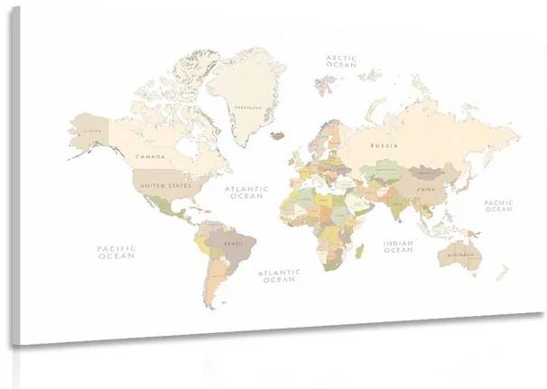 Εικόνα του παγκόσμιου χάρτη με vintage στοιχεία - 60x40