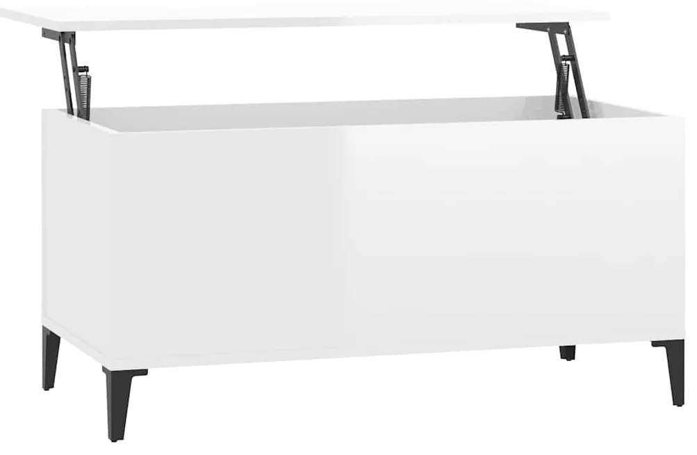 vidaXL Τραπεζάκι Σαλονιού Γυαλ. Λευκό 90x44,5x45 εκ. Επεξεργ. Ξύλο