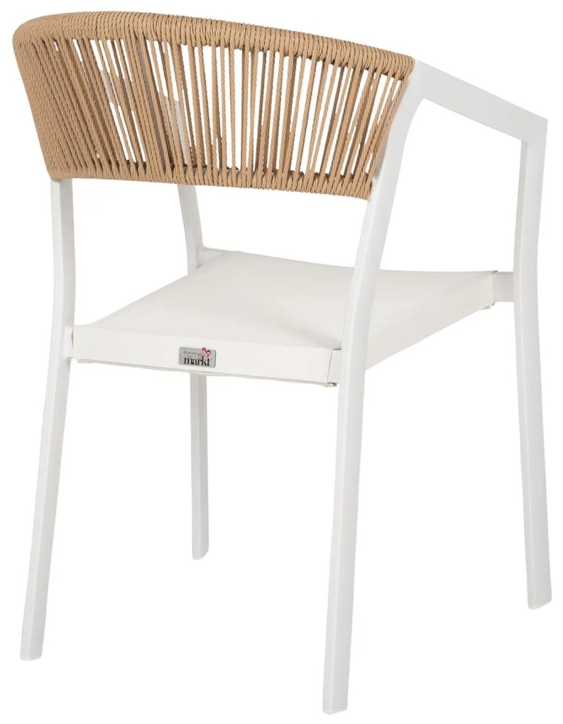 Καρέκλα - Πολυθρόνα MIRI C5891.22 Αλουμινίου Σκελετός - Textline Λευκό και Rattan Μπέζ 57x63x82Υ εκ. 57x63x82 εκ.