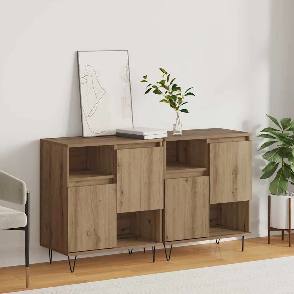 vidaXL Παραδοσιακά Πλευρικά Έπιπλα 2 pcs artisan δρυς 120 x 35 x 70 εκ