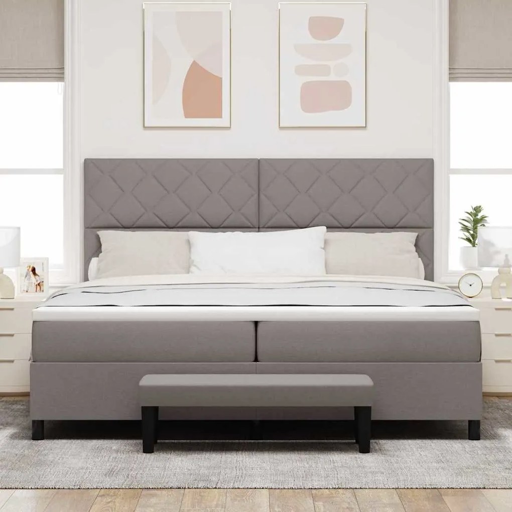 vidaXL Κρεβάτι με ελατήρια με στρώμα Taupe 200 x 200 cm ύφασμα