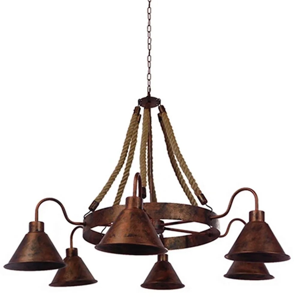 Φωτιστικό Οροφής Camelot 10001191 6xΕ27 Φ92x118cm Rust GloboStar