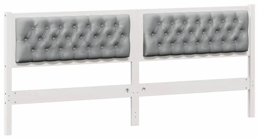 vidaXL Κεφαλάρι Άλλο Λευκό και ανοιχτό γκρι 200 cm Μασίφ ξύλο πεύκου