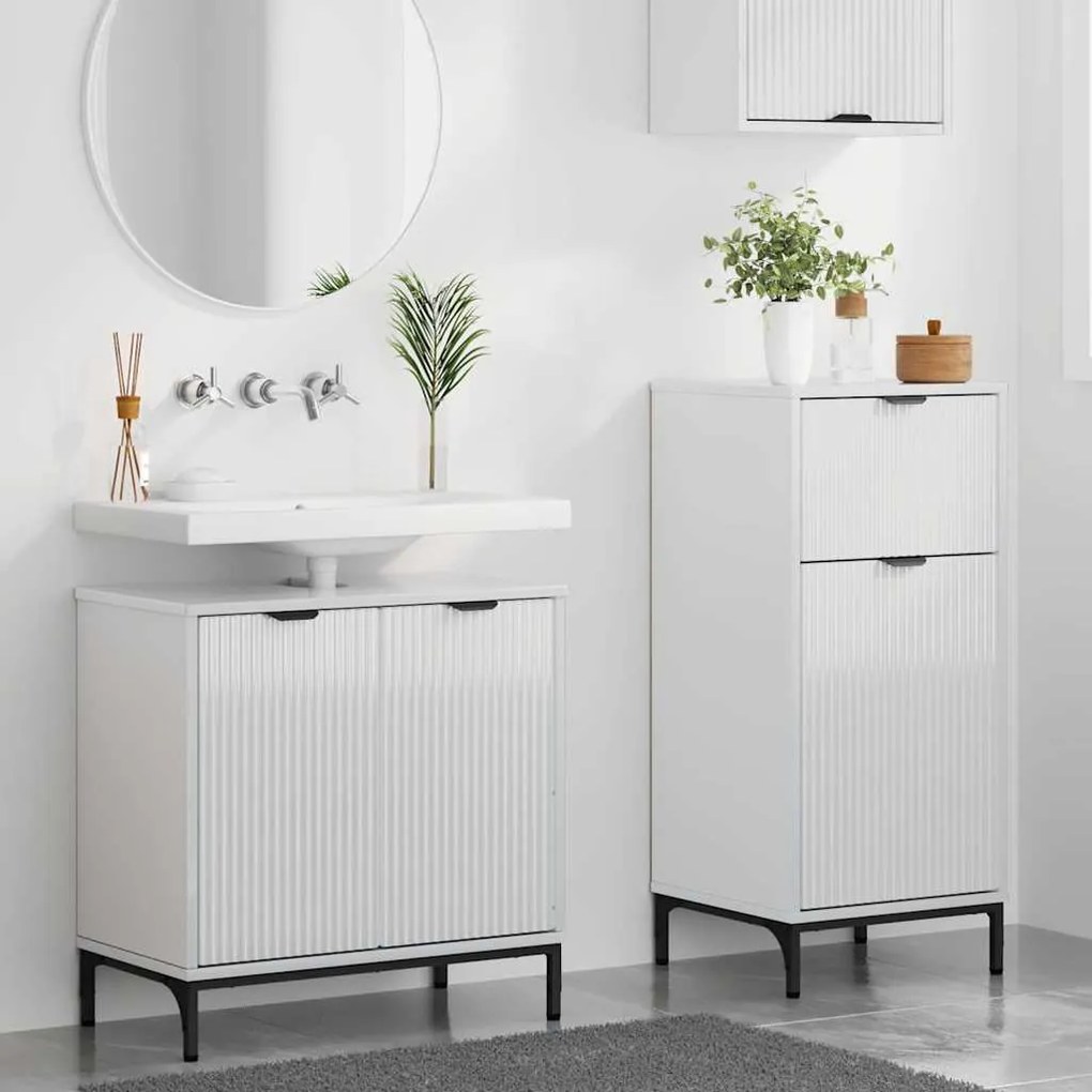 vidaXL Σετ Επίπλων Μπάνιου 2 pcs Γυαλιστερό λευκό 39.5 x 36 x 88 εκ