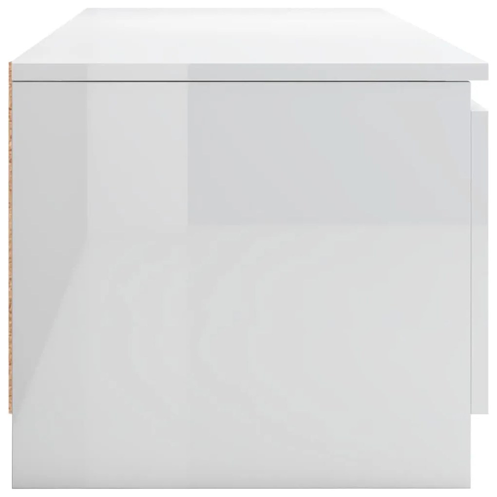 Έπιπλο Τηλεόρασης Γυαλιστερό Λευκό 140x40x35,5 εκ. Επεξ. Ξύλο - Λευκό