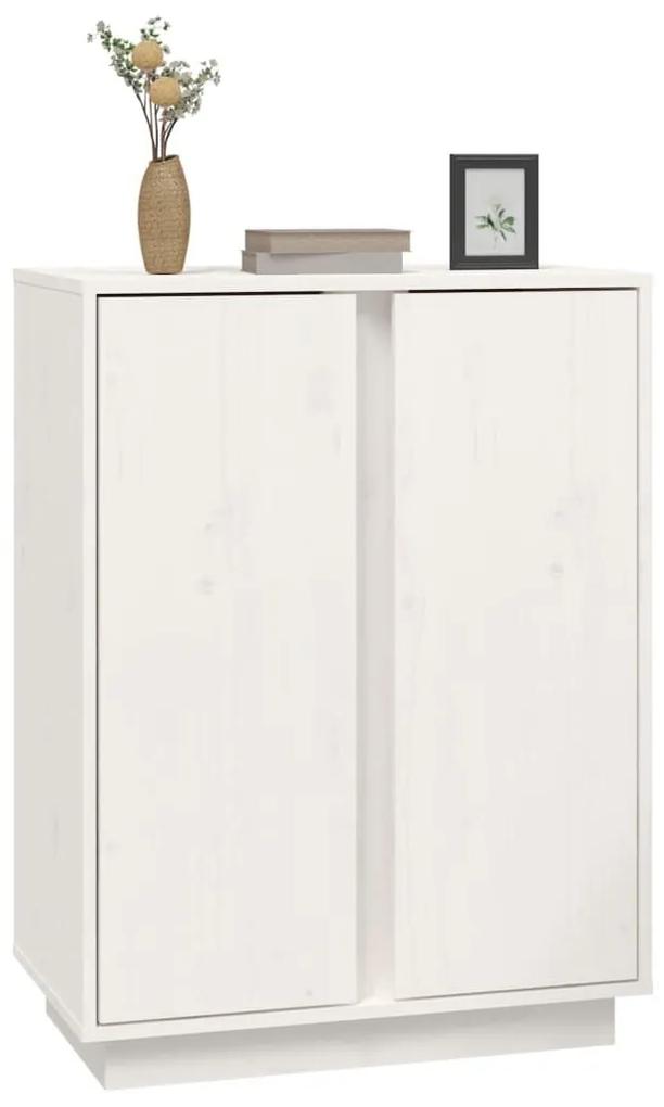 Συρταριέρα Λευκή 60x35x80 εκ. από Μασίφ Ξύλο Πεύκου - Λευκό