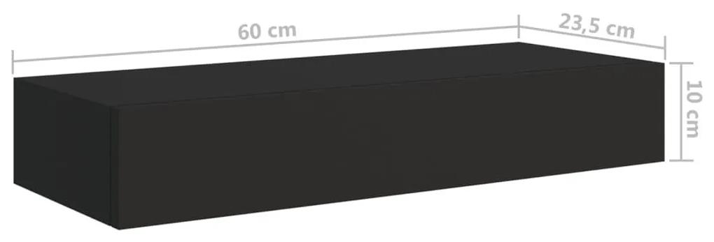 Ράφια Τοίχου με Συρτάρια 2 Τεμ. Μαύρα 60 x 23,5 x 10εκ. από MDF - Μαύρο