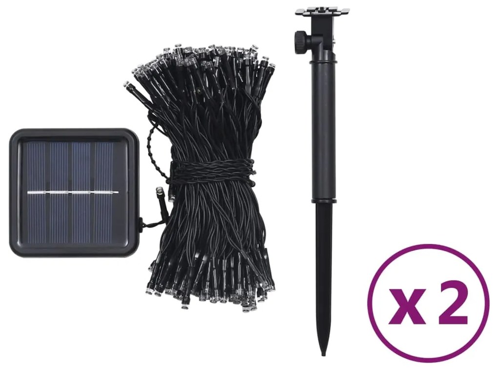 vidaXL Λαμπάκια Ηλιακά Εξωτ./Εσωτ. Χώρου 2 τεμ. Μπλε 2x200 LED