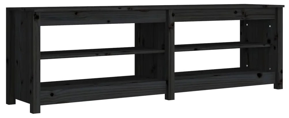 vidaXL Παπουτσοθήκη Μαύρη 160 x 36,5 x 50 εκ. από Μασίφ Ξύλο Πεύκου