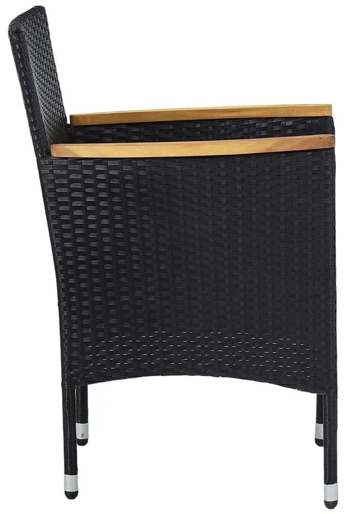 vidaXL Σετ Τραπεζαρίας Κήπου 5 τεμ. Μαύρο Συνθετικό Ρατάν/Ξύλο Ακακίας