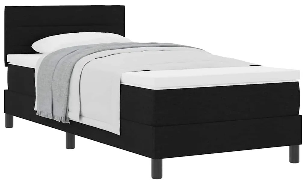 vidaXL Κρεβάτι box spring με στρώμα με στρώμα Μαύρο 90 x 190 cm ύφασμα