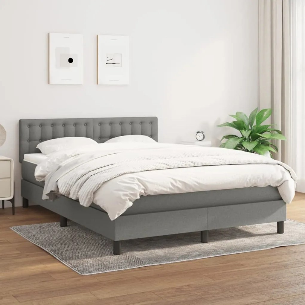 ΚΡΕΒΑΤΙ BOXSPRING ΜΕ ΣΤΡΩΜΑ ΣΚΟΥΡΟ ΓΚΡΙ 140X200 ΕΚ ΥΦΑΣΜΑΤΙΝΟ 3140378