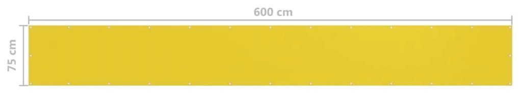 vidaXL Διαχωριστικό Βεράντας Κίτρινο 75 x 600 εκ. από HDPE