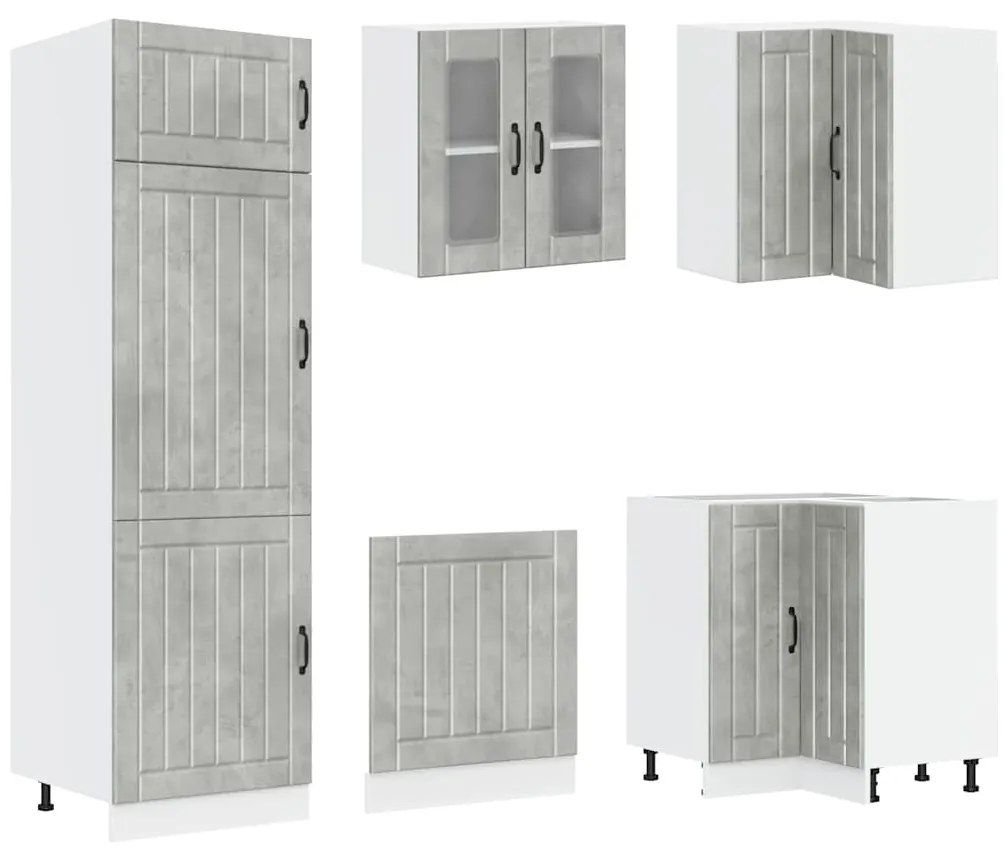 vidaXL Σετ Ντουλάπια Κουζίνας 14 τεμ. Lucca Γκρι Σκυροδ. Επεξ. Ξύλο