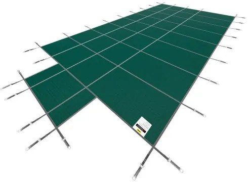 VEVOR Pool Safety Cover Fits 16x32ft Rectangle Inground Pools, Safety Pool Cover with 4x10ft Center End Step, Mesh Solid Pool Cover with Drainage Holes for Swimming Pool, Winter Safety Cover, Green