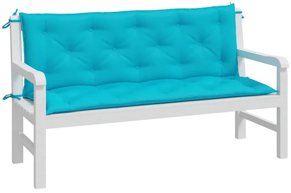 vidaXL Μαξιλάρια Πάγκου Κήπου 2 τεμ. Τιρκουάζ 150x50x7 εκ. Υφασμάτινα