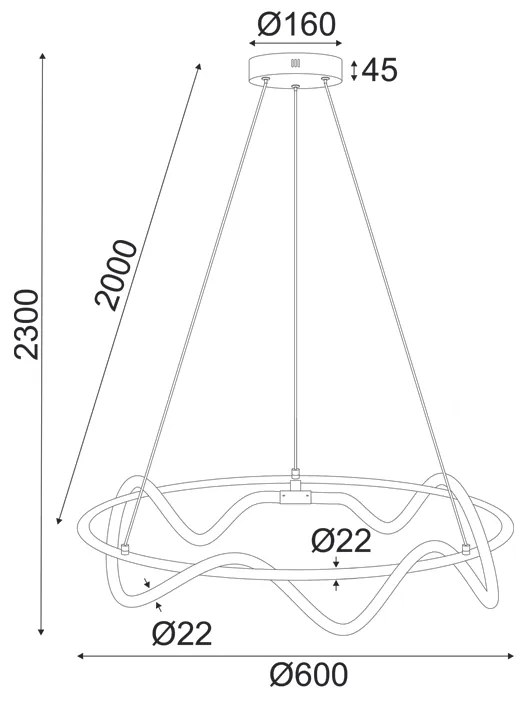 ΚΡΕΜΑΣΤΟ Φ/Σ LED 36W 3000K 2100LM KYMA ΜΑΥΡΟ ΜΕΤ/ΚΟ IP20 D60XH230CM - ZM36LEDP60BK