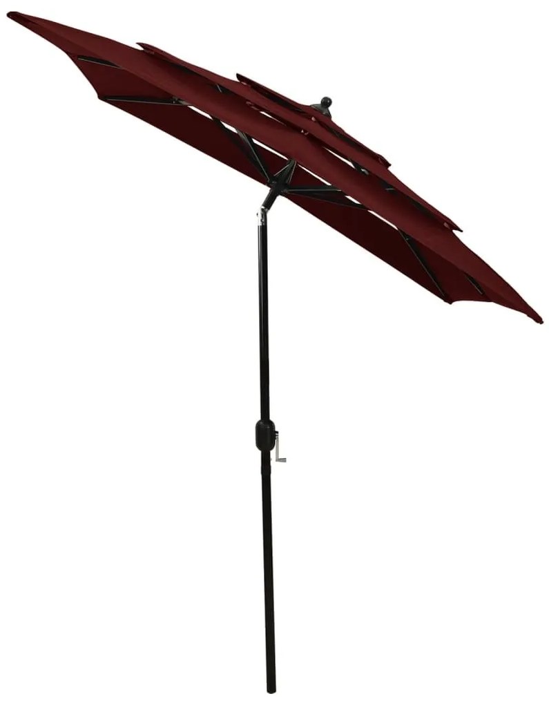 Ομπρέλα 3 Επιπέδων Μπορντό 2 x 2 μ. με Ιστό Αλουμινίου - Κόκκινο