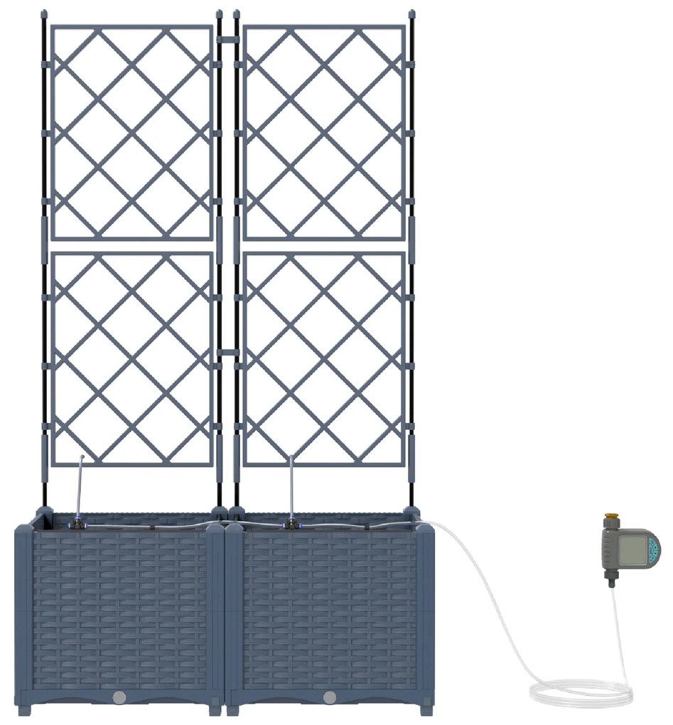 vidaXL Γλάστρες Κήπου 1 τεμ Καφασωτό Γκρι 80 x 40 x 142 cm Πλαστικό