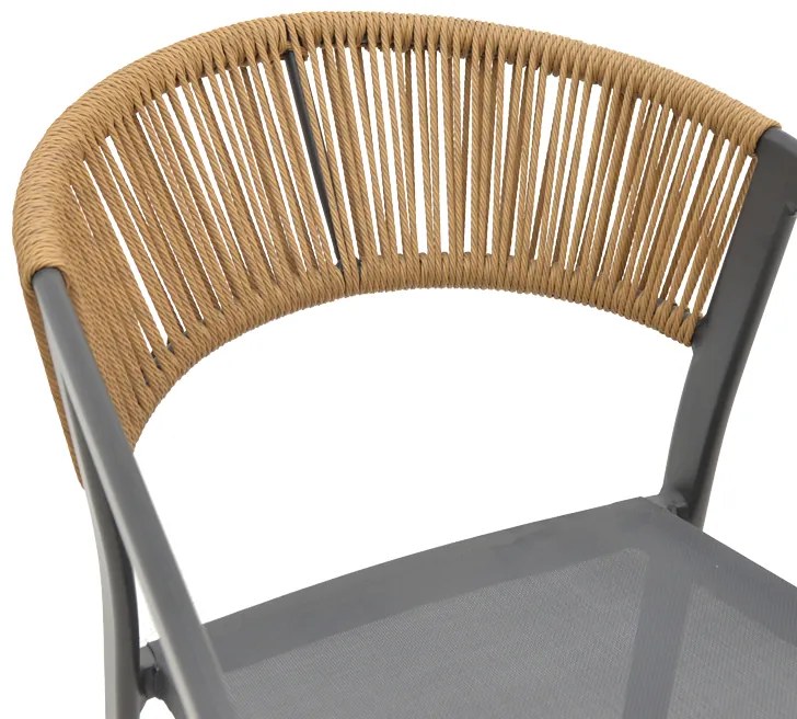 Πολυθρόνα αλουμινίου Glisten pakoworld στοιβαζόμενη ανθρακί σκελετός-textilene φυσικό rattan 56x62x77εκ - 291-000006