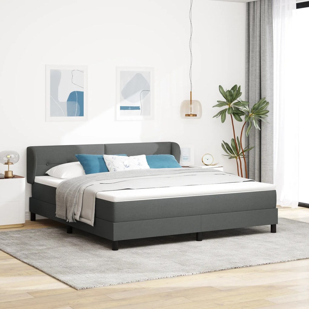 vidaXL Κρεβάτι με Στρώμα Στρώμα Σκούρο Γκρι 180x200 εκ. Ύφασμα
