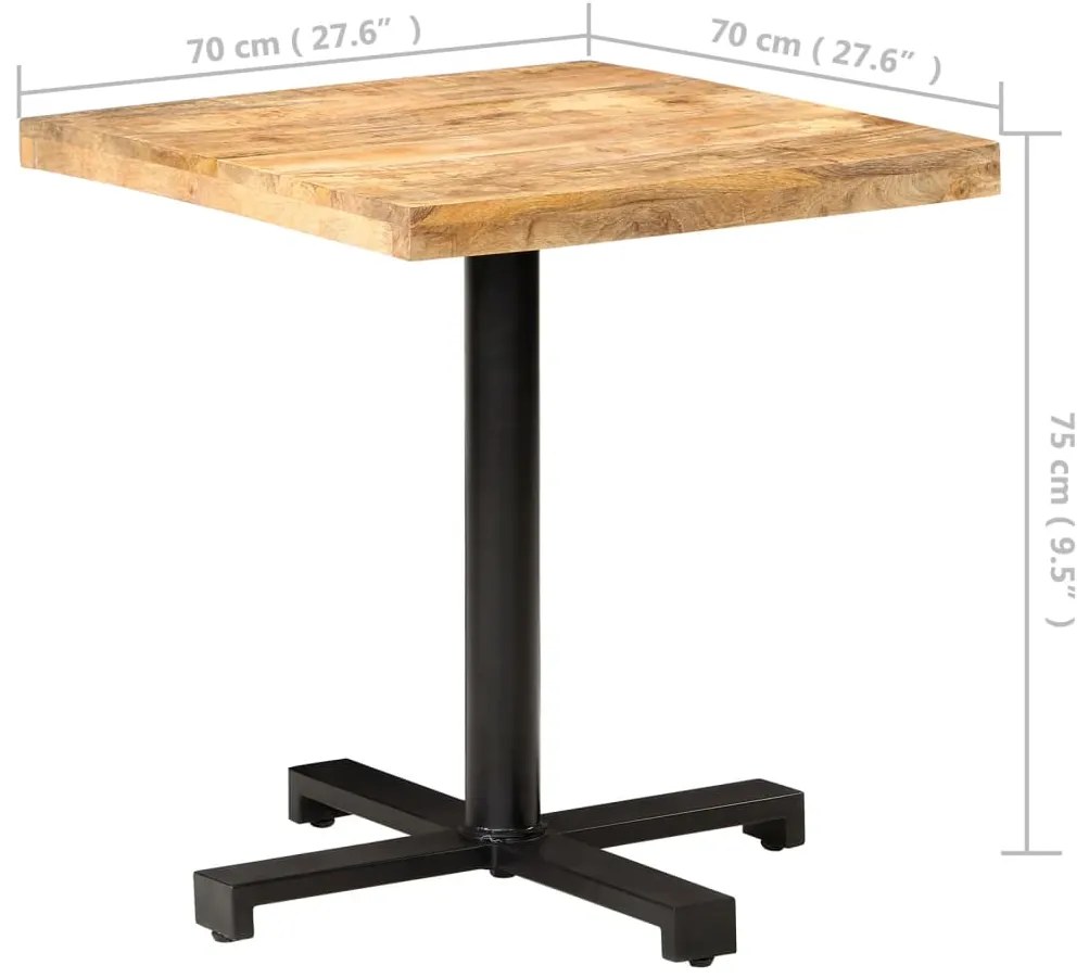 Τραπέζι Bistro Τετράγωνο 70x70x75 εκ. Ακατέργαστο Ξύλο Μάνγκο - Καφέ