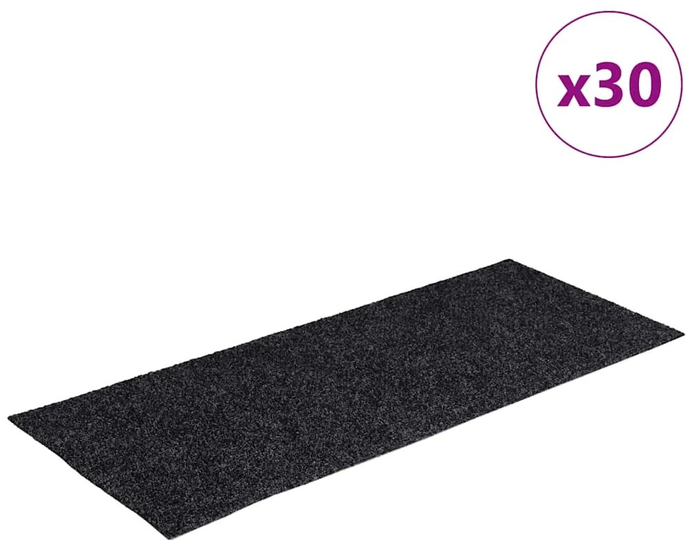 vidaXL Πατάκια Σκαλιών Αυτοκόλλητα 30 τεμ. Γκρι Ορθογώνια 60x25 εκ.