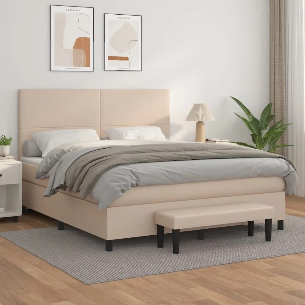 ΚΡΕΒΑΤΙ BOXSPRING ΜΕ ΣΤΡΩΜΑ ΚΑΠΟΥΤΣΙΝΟ 160X200ΕΚ.ΑΠΟ ΣΥΝΘ.ΔΕΡΜΑ 3137556