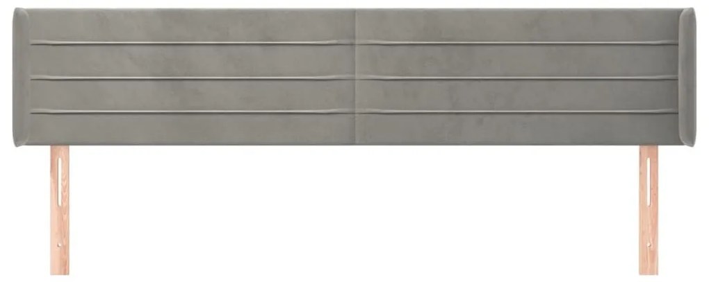 Κεφαλάρι με Πτερύγια Ανοιχτό Γκρι 183x16x78/88 εκ. Βελούδινο - Γκρι