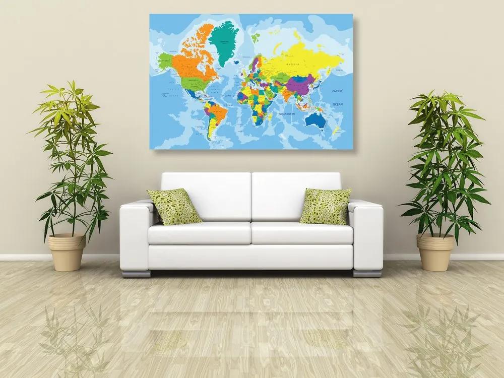 Εικόνα στον παγκόσμιο χάρτη χρώματος φελλού - 120x80  transparent