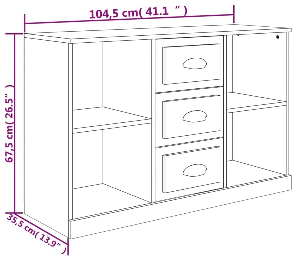 Ντουλάπι Γυαλιστερό Λευκό 104,5x35,5x67,5εκ. Επεξεργασμένο Ξύλο - Λευκό