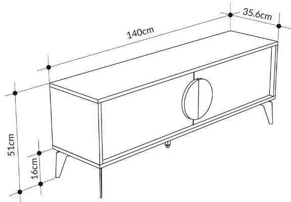 Έπιπλο τηλεόρασης Gora Megapap χρώμα sapphire oak - λευκό 140x35,6x51εκ.