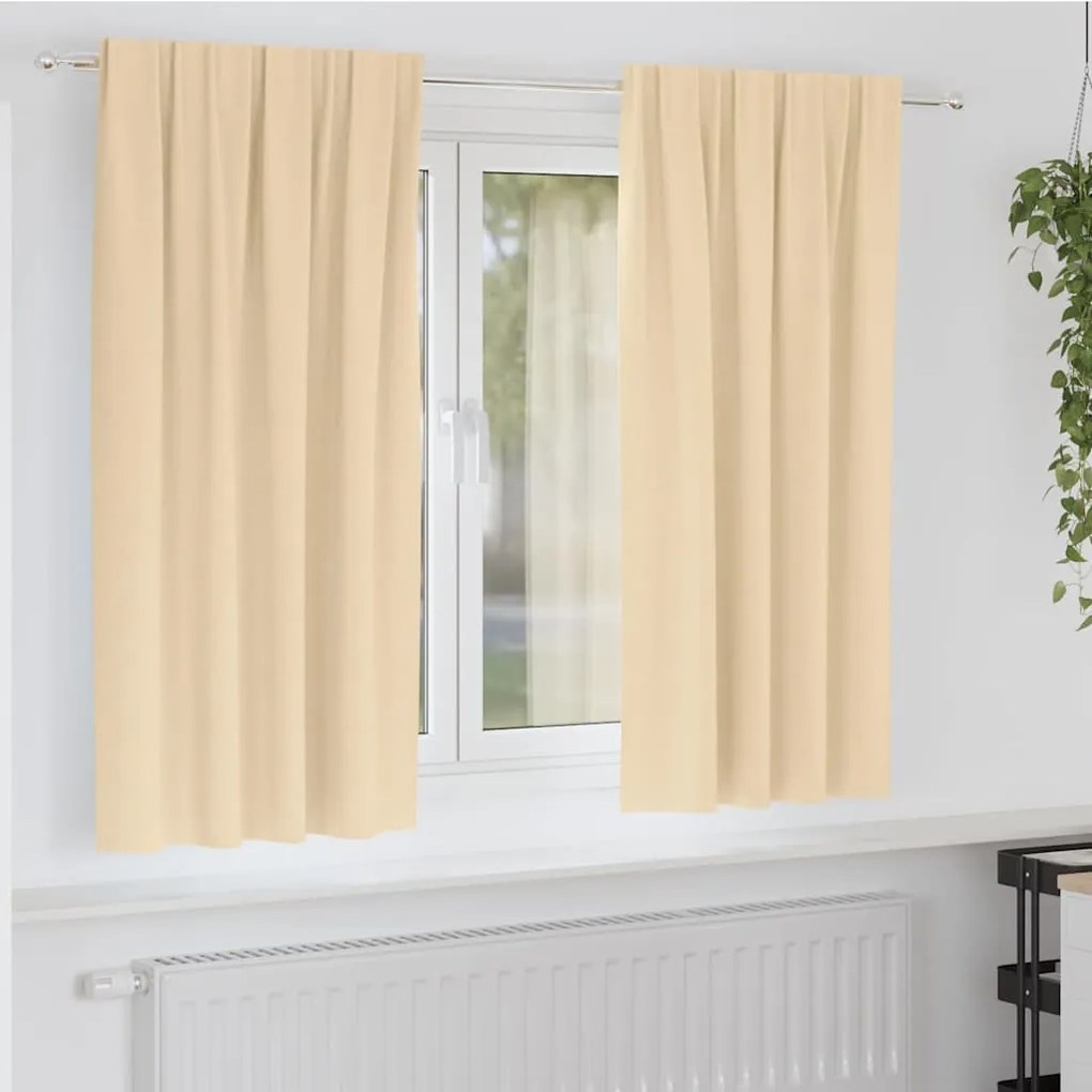 vidaXL Κουρτίνες με κουρτίνες 2 pcs Κρεμ Πολυεστέρας